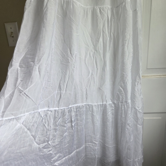 NWT Bellambia White Silk Blend Strap Tiered Maxi Made In Italy Dress Size Small - Picture 2 of 6